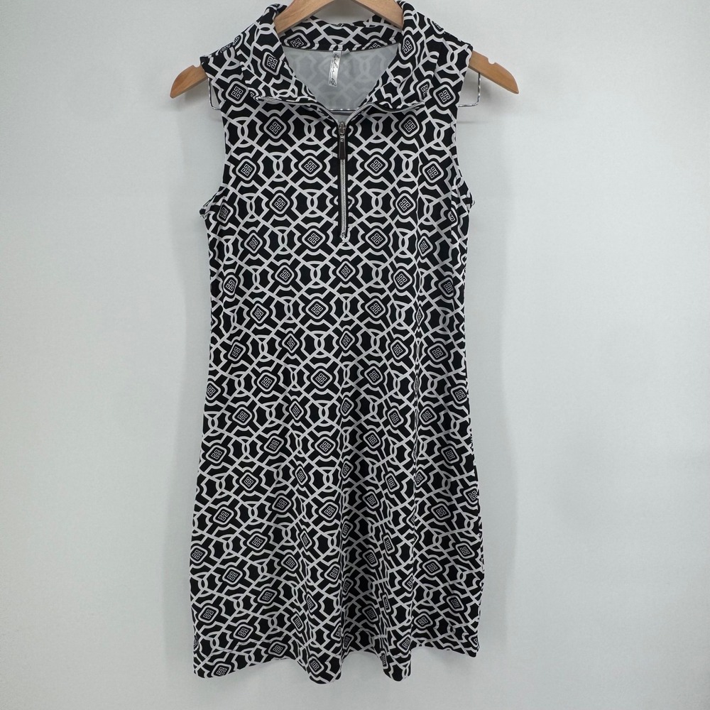 Lulu-B Dress XS Shift Geometric Quarter Zip Golf Pickleball Tennis Preppy